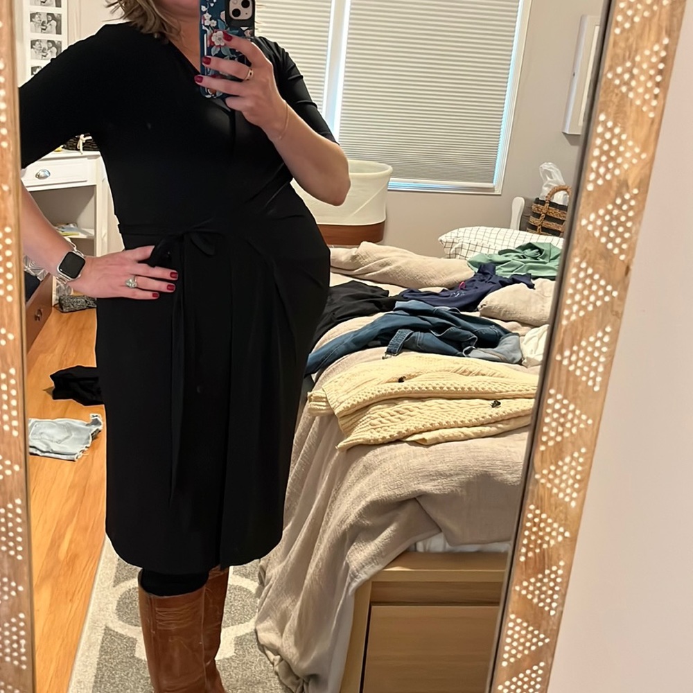 Black maternity wrap dress from motherhood maternity